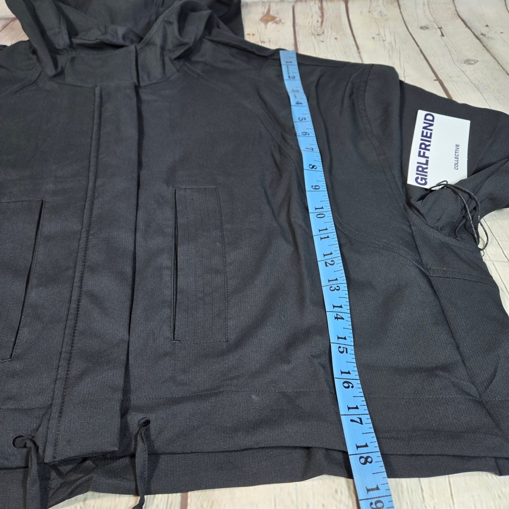 Girlfriend Collective Black Heidi Windbreaker Cropped Hooded Jacket XL NWT - Picture 9 of 11